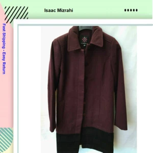Isaac Mizrahi Live! Melton Coat with Eyelet Trim Long Plum Color Size, 10 - Picture 1 of 3