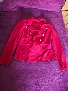 SHEIN Lady Red Two-Piece Suit With Waist-Cinching Metal Buckle Design Suit Fall - Picture 1 of 3