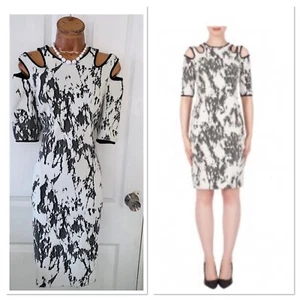 Joseph Ribkoff ivory and black cold shoulder dress uk size 14 - Picture 1 of 16