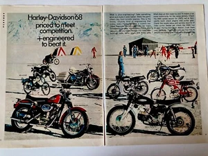 1968 Harley Davidson Motorcycle Two Page Print Ad Engineered - Picture 1 of 3