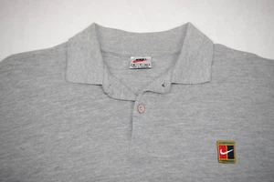 Vintage NIKE Shirt Challenge Court Size S 90s Swoosh Court Patch Gray polo Shirt - Picture 1 of 10