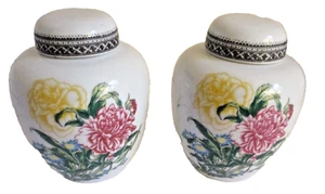 Paar passende orientalische Pfingstroie Ingwer Gläser mit Deckel 5 Zoll (SKU# 2349) - Bild 1 von 4