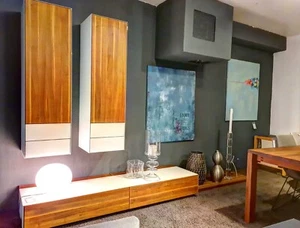 Team7 - Anbauwand Schrankwand Cubus Nussbaum/Glas - LP 11.800,- EUR - Bild 1 von 6