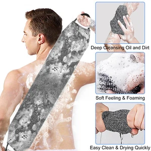 Exfoliating Back Scrubber Towel Strip Shower Bath Spa Skin Body Wash Cloth Soft - Picture 1 of 9