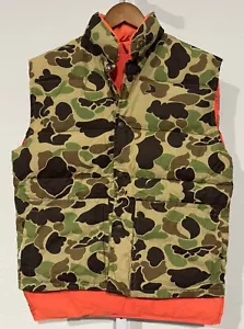 Hansa Branta Goose Down Vest Mens S Puffer Green Camo Hunting Camp Reversible - Picture 1 of 16