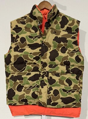 Hansa Branta Goose Down Vest Mens S Puffer Green Camo Hunting Camp Reversible - Image 1 of 4