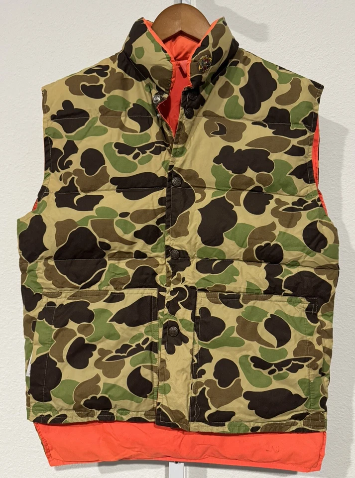 Hansa Branta Goose Down Vest Mens S Puffer Green Camo Hunting Camp Reversible - Image 1 of 4
