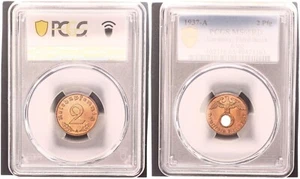 3rd Reich 2 Pfennig 1937 A J-362 MS65RD Brilliant Uncirculated 118905 - Picture 1 of 1