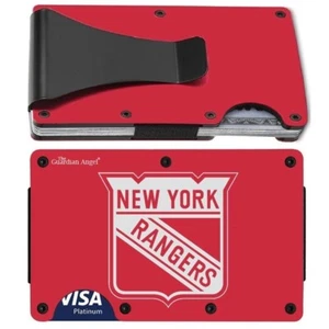 New York Rangers Engraved Titanium Carbon Fiber Red RFID Blocking Wallet D7 - Picture 1 of 10