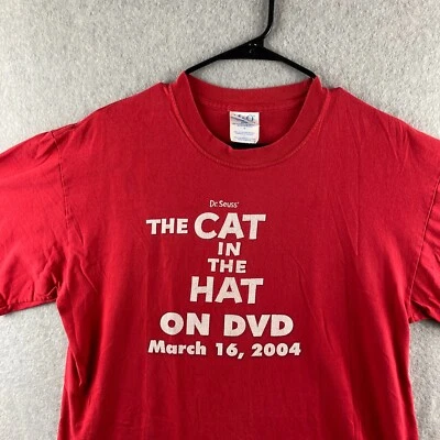 Vintage Cat in the Hat Shirt Mens Large M&O Knits Red Heavyweight Y2K Doubleside - Image 1 of 4