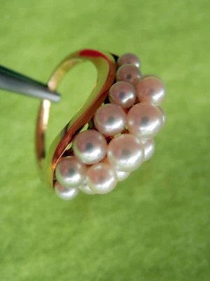 MIKIMOTO Women's Ring 18K Gold 16-Akoya Baby Pearl Cluster Wave Size 5 $1,800 - Image 1 of 4