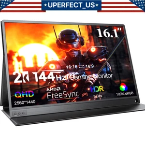 2K 144Hz Portable Monitor, 16.1" 1440P FreeSync Monitor for Gaming Computer PS6 - Picture 1 of 20