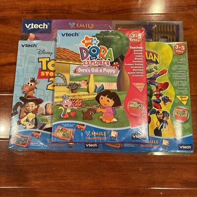 BRAND NEW Vtech V Smile Smartbook Scooby Dora Spider-Man Toy Story Set FREE SHIP - Image 1 of 3