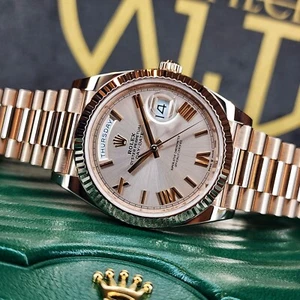MINT ROLEX DAY-DATE SUNDUST ROMAN DIAL 18K ROSE GOLD PRESIDENT OYSTER 40 MM B&P - Picture 1 of 14