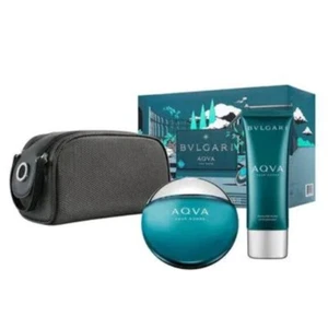 BVLGARI AQVA POUR HOMME 3PC GIFT SET MEN- 3.4OZ EDT + 3.4OZ AFTER SHAVE + POUCH - Picture 1 of 2