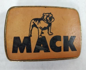 Vintage Mack Truck Bulldog Belt Buckle Brass Vinyl? or Leather? - Picture 1 of 4