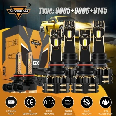 For Jeep Grand Cherokee 2005-2010 6X AUXBEAM Front LED Headlight+Fog Light Combo - Image 1 of 4