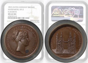 Germany, Prussia, Medal 1823, Elisabeth of Bavaria, Top Pop, NGC MS 62 BN - Picture 1 of 6