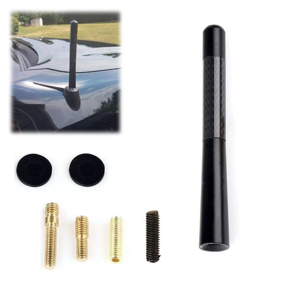 Antena de carro 4,7 polegadas fibra de carbono rádio antena FM kit preto para Toyota Chevy - Imagem 1 de 4