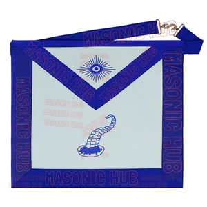 Masonic SENIOR STEWARD Faux Leather Apron Royal Blue Trim - Blue Lodge Officer - Picture 1 of 5