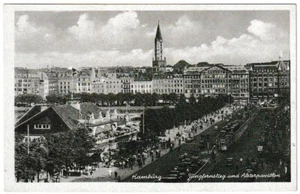 Ansichtskarte Hamburg - Jungfernstieg und Alsterpavillon - schwarz/weiß - Bild 1 von 2