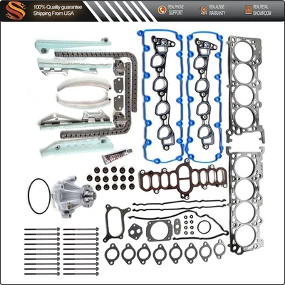 Juego de juntas de culata para Ford F-150 1997 1998 1999 4,6 L bomba de agua kit de cadena de distribución Foto 1 de 4