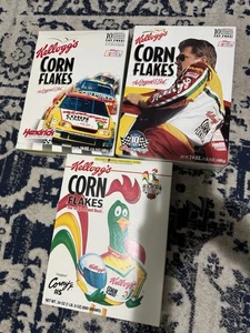 Lotto 3 scatole piatte vuote Kellogg's Corn Flakes serie corse mai usate 1995-1999 - Foto 1 di 2