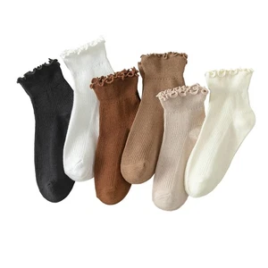 Hstyle Rüschensocken Damen, Wende-Manschette Freizeit süß Rüschen Söckchen 6 Paar M... - Bild 1 von 7