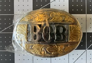 “Bob “ New Vintage Metal Personalized Belt Buckle, Gold And Silver Tone - Picture 1 of 3