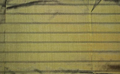 100% Silk Olive Green Striped Fabric 54" Wide Home Decor Drapery n SR29 - Image 1 of 2