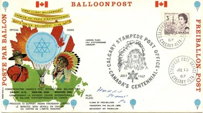 1967 Balloon Post cover with Calgary Stampede Exhibition PO cachet & CDS cancel. - Image 1 of 2