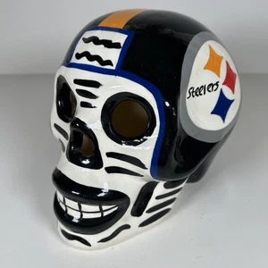 Pittsburg Steelers Tag der Toten Helm Totenkopf Keramik 6 Zoll hoch 8 Zoll lang - Bild 1 von 7