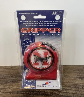 Quartz Gripper Nebraska Cornhusker Huskers Alarm Clock Sun Time Battery Operated - Image 1 of 4