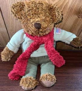Hallmark Brown Teddy Bear Plush Red Scarf Green Outfit 12 in. Stuffed Animal ๐ - Picture 1 of 11