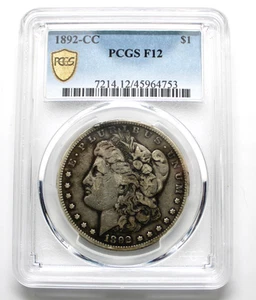 1892-CC Morgan Silver Dollar - PCGS F 12, Carson City - Picture 1 of 2