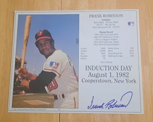 FRANK ROBINSON SIGNED 8X10 HALL OF FAME INDUCTION DAY CARD ORIOLES - Picture 1 of 1