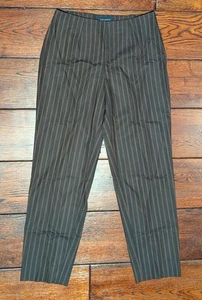 Pantalones de vestir Piazza Sempione para mujer mezcla de lana y seda marrón a rayas talla IT 44 - Imagen 1 de 15