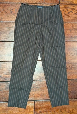 Pantalones de vestir Piazza Sempione para mujer mezcla de lana y seda marrón a rayas talla IT 44 Foto 1 de 4
