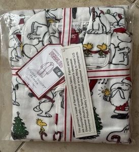 Pottery Barn Kids ~HOLIDAY PEANUTS~ 2Pc FLANNEL PAJAMAS ~ 6 ~CHRISTMAS ~ Snoopy - Picture 1 of 7