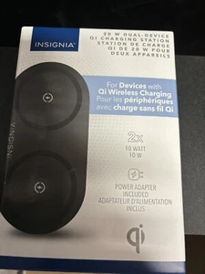 INSIGNIA - 20 W Qi Certified Dual Wireless Charging Pad for Android/iPhone - Photo 1 sur 3