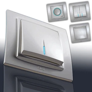 Steckdose, Steckdosen, Ausschalter, Wechselschalter, Dimmer Schuko ZENA SILBER - Bild 1 von 51