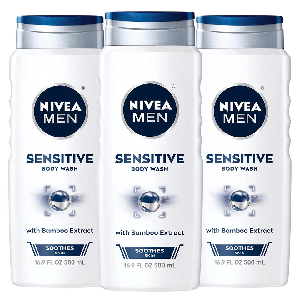 Nivea Men Sensitive Body Wash with Extract, 3 Pack of 16.9 Fl Oz Bottles - image 1 of 1