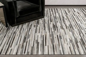 LEATHER COW HIDE HAIRON PATCHWORK AREA RUG 8X10 CARPETS FOR HOME LIVING ROOM RUG - Picture 1 of 6