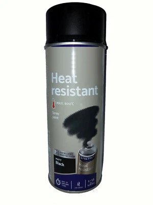 Ofenlack Grilllack Thermolack hitzebeständiger Lack 800°C schwarz-matt 400ml  - Bild 1 von 2