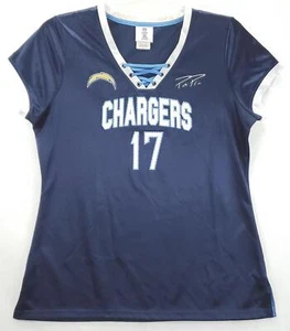 San Diego Chargers Philip Rivers #17 Shirt Womens Large Blue Lace Up V-Neck - Picture 1 of 11