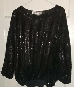VINTAGE 90s SCALA SILK  SEQUIN SWEATER HOLIDAY PARTY WOMENS SIZE XL - Picture 1 of 8