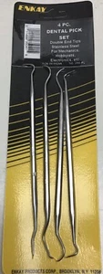 Enkay 4 Piece Stainless Steel Dental Pick Set Double End Tips 350-4C - Picture 1 of 2