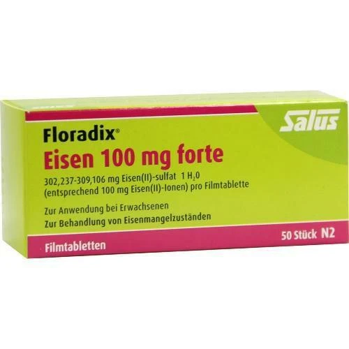 SALUS PHARMA GMBH FLORADIX Eisen 100 mg forte Filmtabletten 50 St PZN 7798308