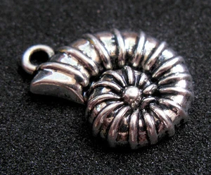 Silver Antique Ammonite Fossil Nautilus Pendant Jewelry Charm Spiral Vintage Sty - Picture 1 of 1