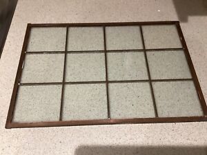 VINTAGE / ANTIQUE COPPER FRAMED “STAINED” GLASS PANEL COPPER- LIGHT 450 x 305mm